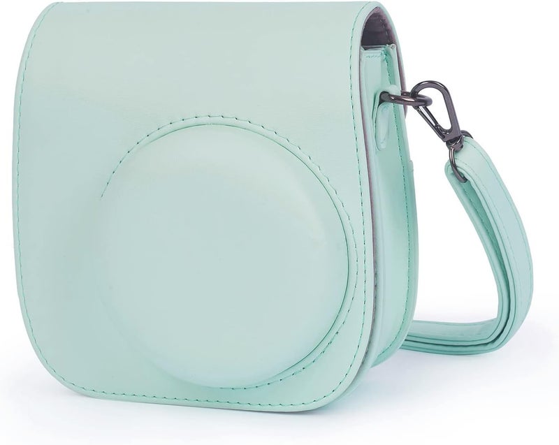 Phetium Instant mini 12 Camera Protective Case Compatible with Instax Mini 12 11,PU Leather Bag with Pocket and Adjustable Shoulder Strap (Mint Green) - Image 1